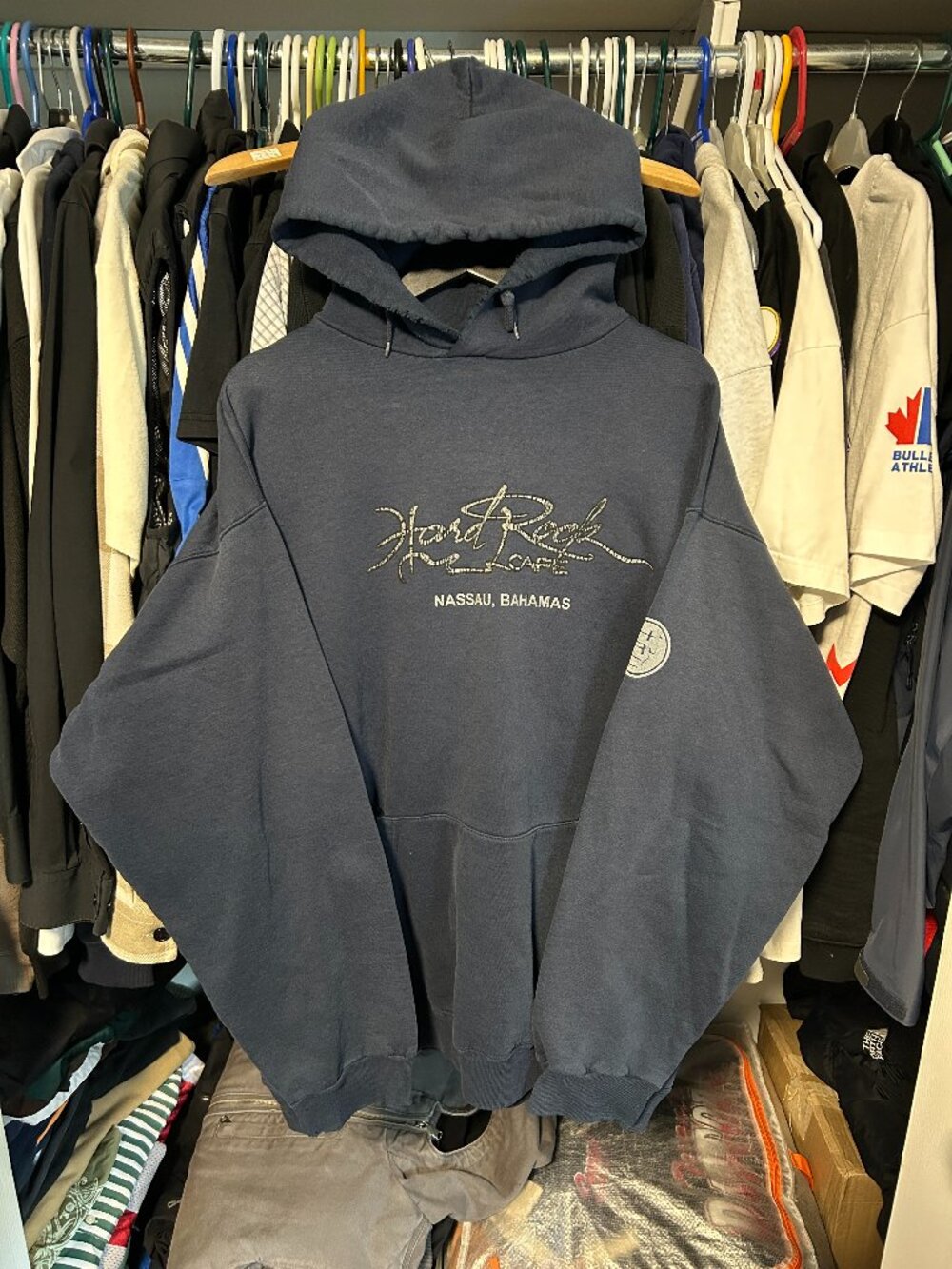 Hard Rock Cafe Navy Blue Vintage Baggy Hoodie - Size XXL
